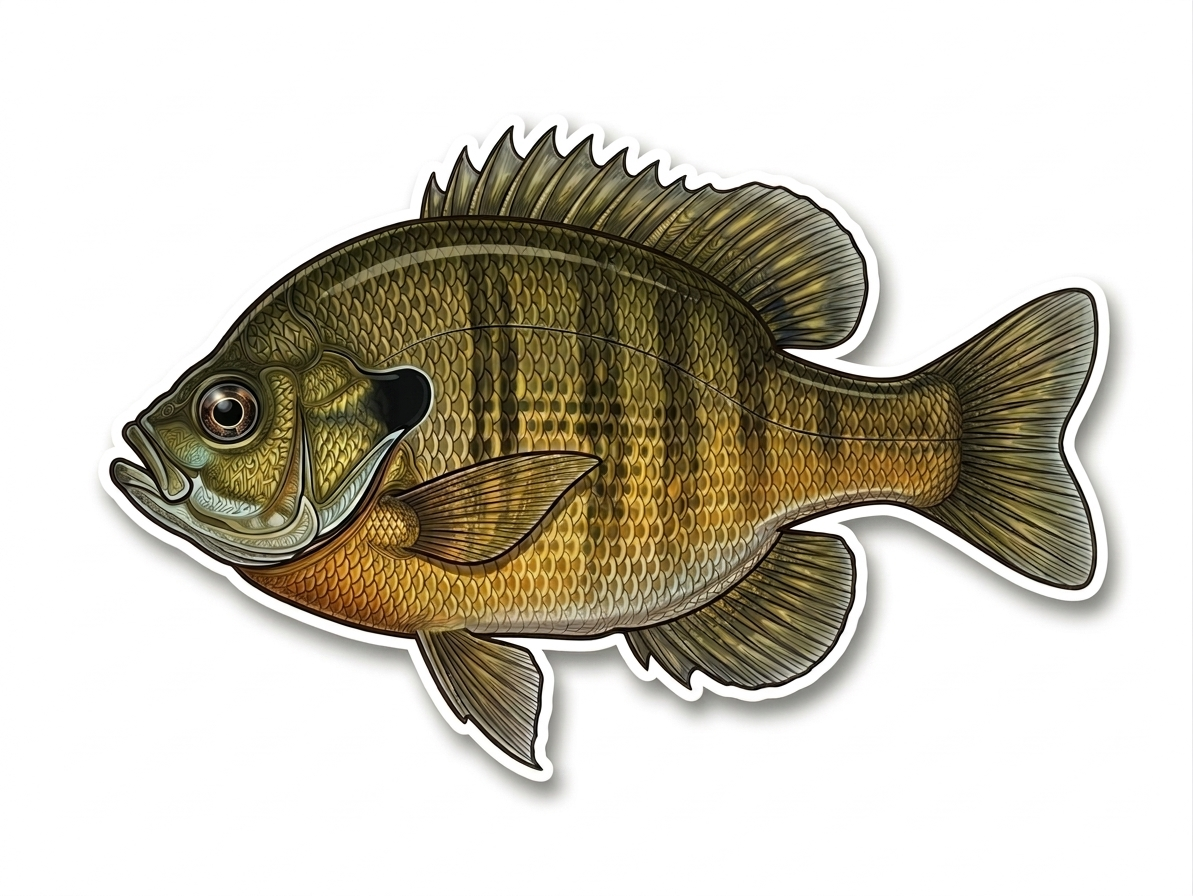 Bluegill fish decal by CreekCutsDecals, featuring a realistic bluegill design perfect for outdoor gear or vehicle decoration.