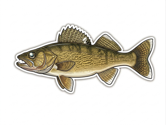Walleye decal from CreekCutsDecals featuring a detailed, realistic fish design for boat or outdoor gear decoration.